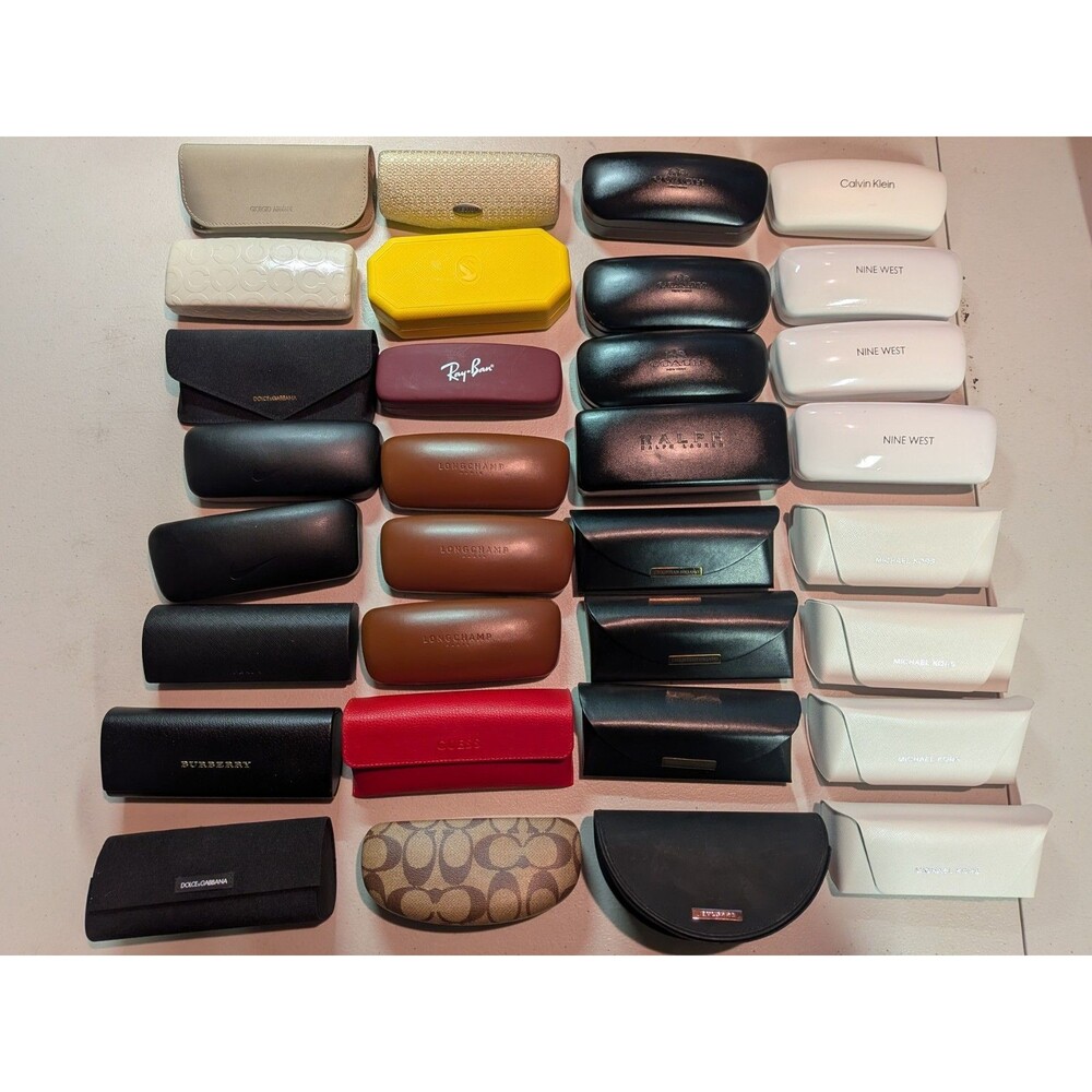 Lot of 32 Sunglasses Cases - Coach Nine West Longchamp - Mixed Replacement Cases